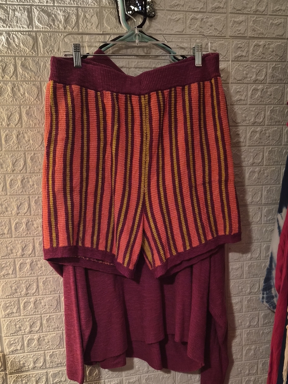 Women's Striped Knit shorts in Burgundy and Multi-Color and sweater free people